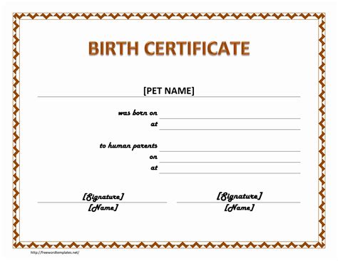 Free Printable Pet Birth Certificate Templates